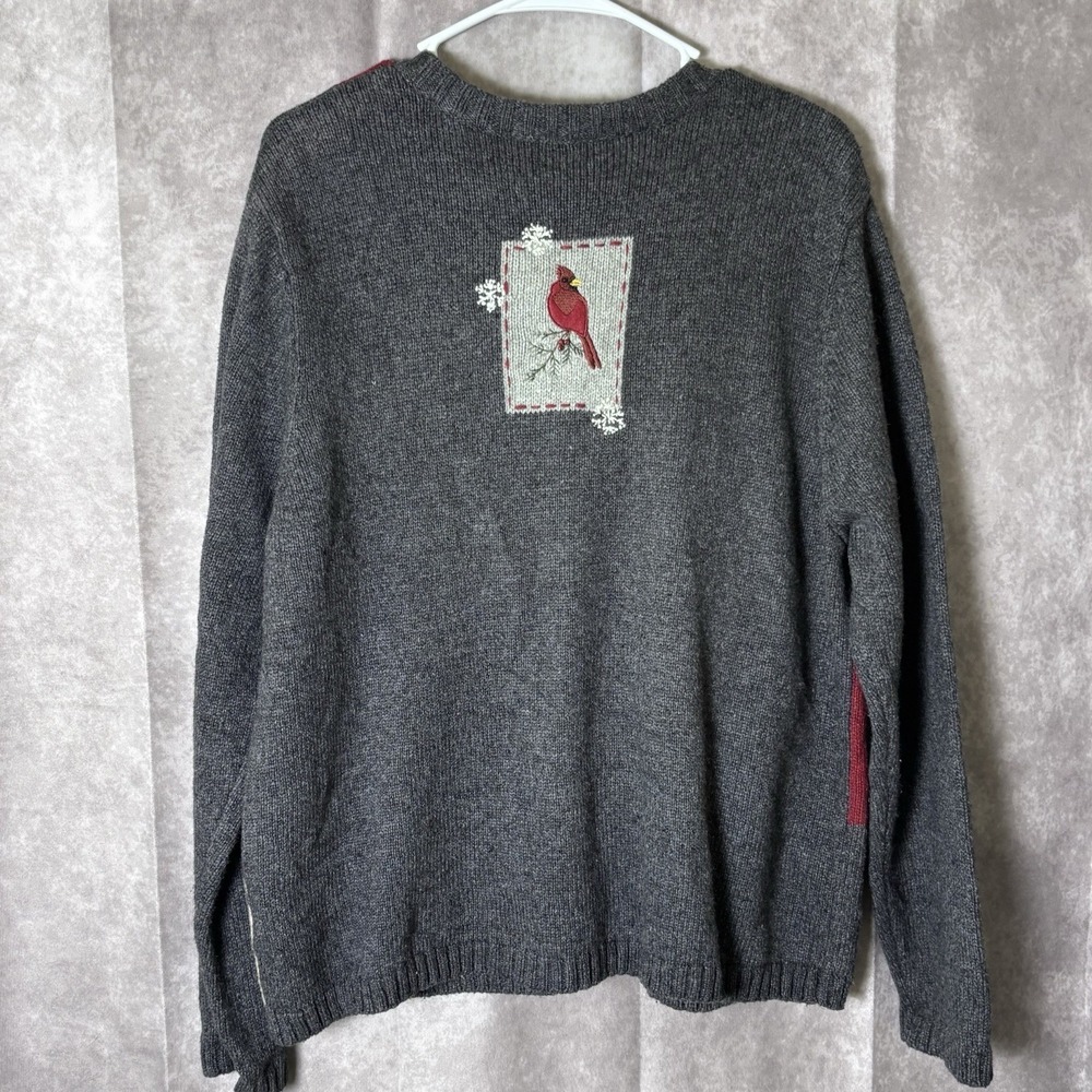 Bird Cardigan Sweater Women's XLarge Cotton Embroidered Y2K Croft & Barrow - Picture 7 of 8